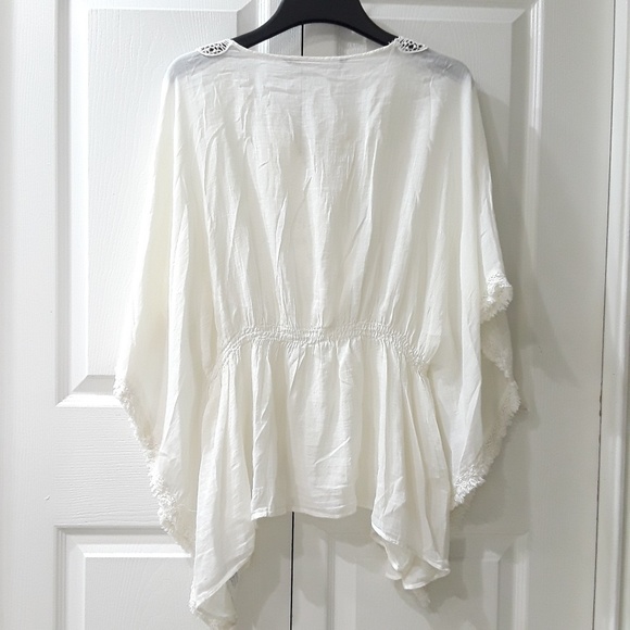 ZARA boho lace tie front batwing blouse, xsmall - Picture 2 of 6